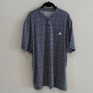adidas Navy Heather Short Sleeve Henley Tee